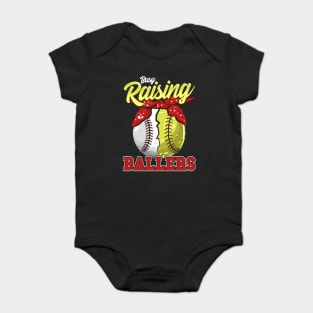 Busy Raising Ballers! Baseball and Softball Mom Gift Baby Bodysuit